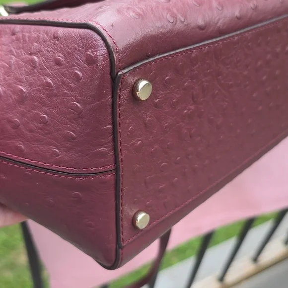 Kate Spade Bristol Drive Ostrich Cherrywood bag 2 Way Bag - Picture 10 of 15